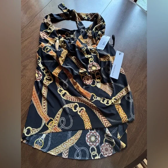 Magicsuit Black and Gold Chain Pattern Top Size 12 NEW with tags - Picture 4 of 10